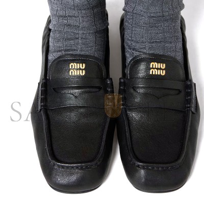 MIU MIU RUCHES NAPPA LEATHER LOAFERS 5D341E